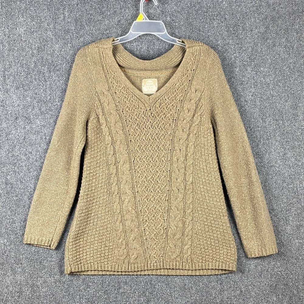 Old navy Sweater Women's Large Pullover Knitted Tan Acrylic Lambs Wool Blend L
